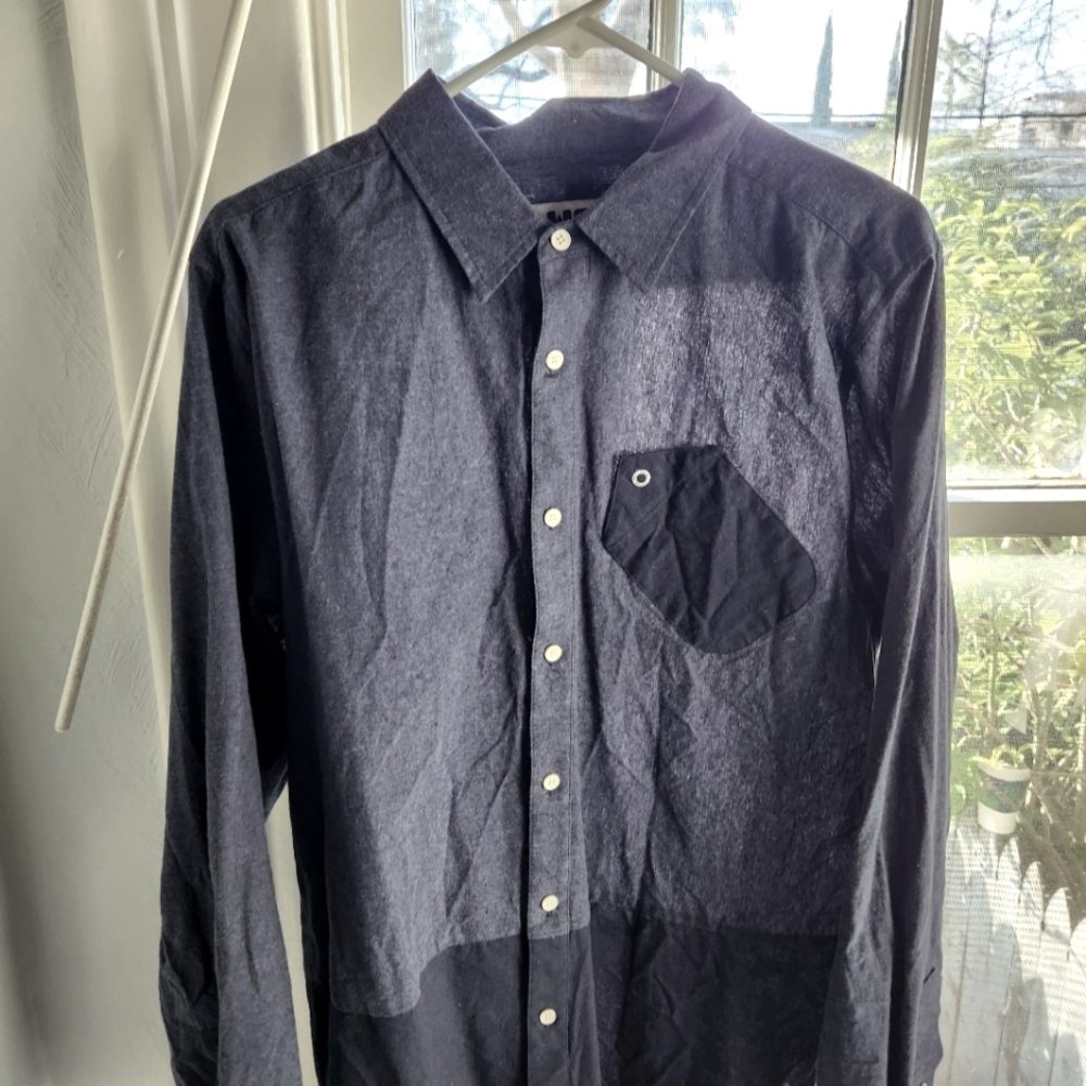 Men's Gray and Navy Two Toned Collared Casual Shirt